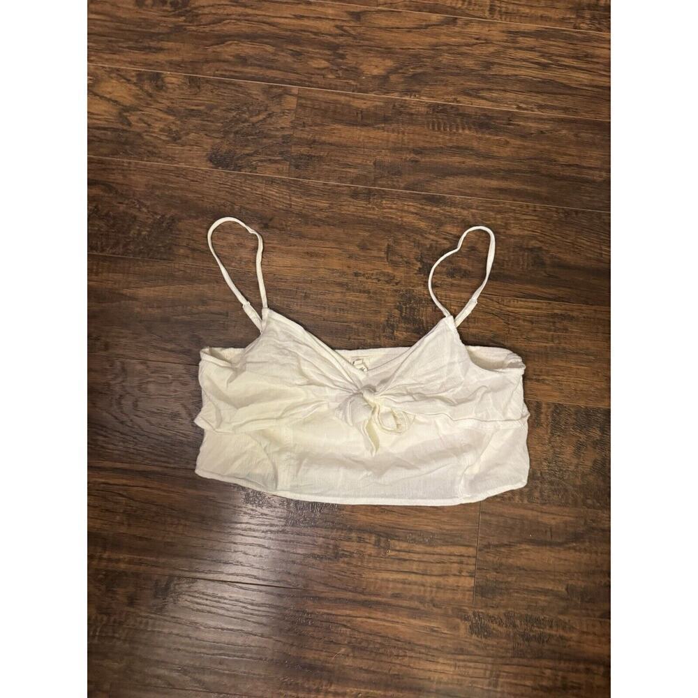 AERIE White Tie Front Cropped Tank Size XL
